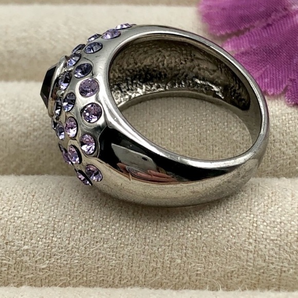 Chunky Dome Crystal Scatter Cocktail Ring - Picture 7 of 12